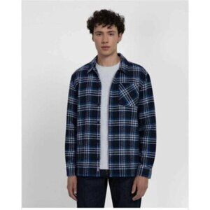 Blue Plaid Tweed Overshirt Shacket New Men's Sz Large